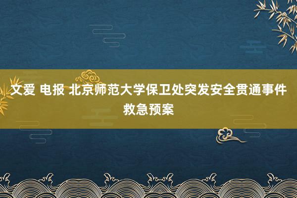 文爱 电报 北京师范大学保卫处突发安全贯通事件救急预案